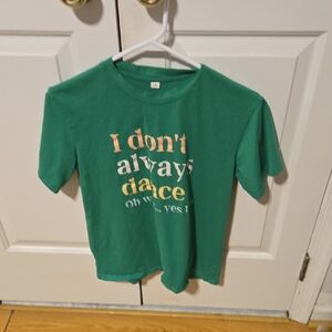 Green Short-Sleeve Graphic Tee - Playful Text Design